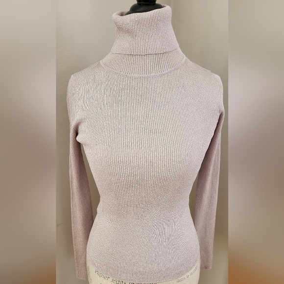 MANGO periwinkle, light purple turtleneck with metallic thread S - Picture 1 of 7